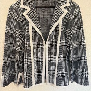 Ming Wang Black and White Plaid Blazer